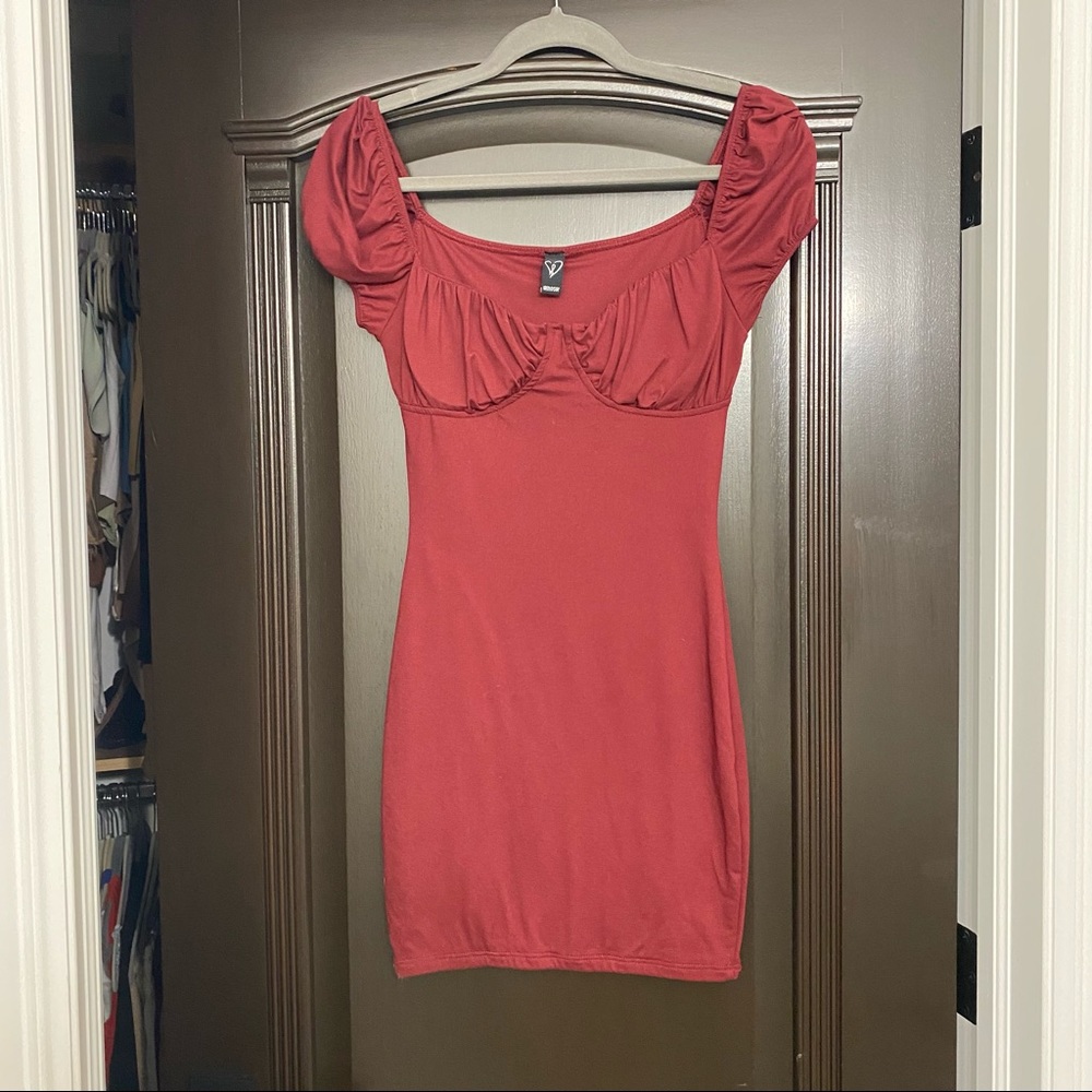 Burgundy mini bodycon dress